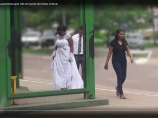 Casal ganha festa de casamento após foto em ponto de ônibus viralizar