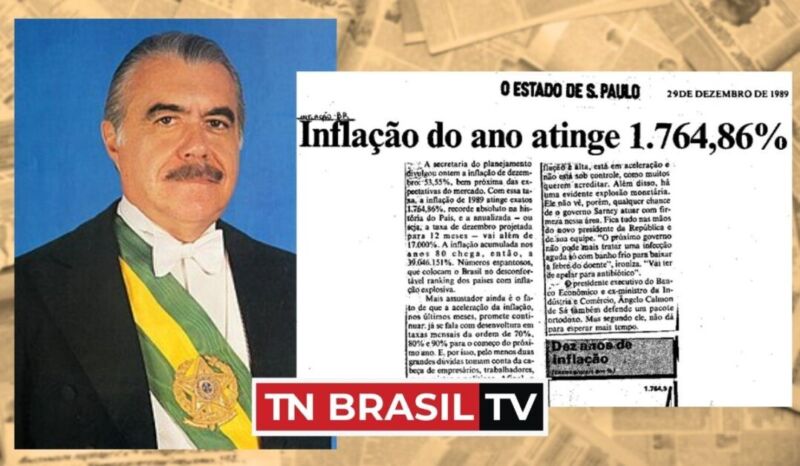 Inflação no governo José Sarney chegou a 235% e terminou em 1972% ao ano.