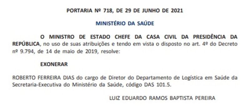 Ministério exonera diretor citado na denúncia de pedido propina