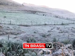 Frio: moradores registram geada no Rio Grande do Sul