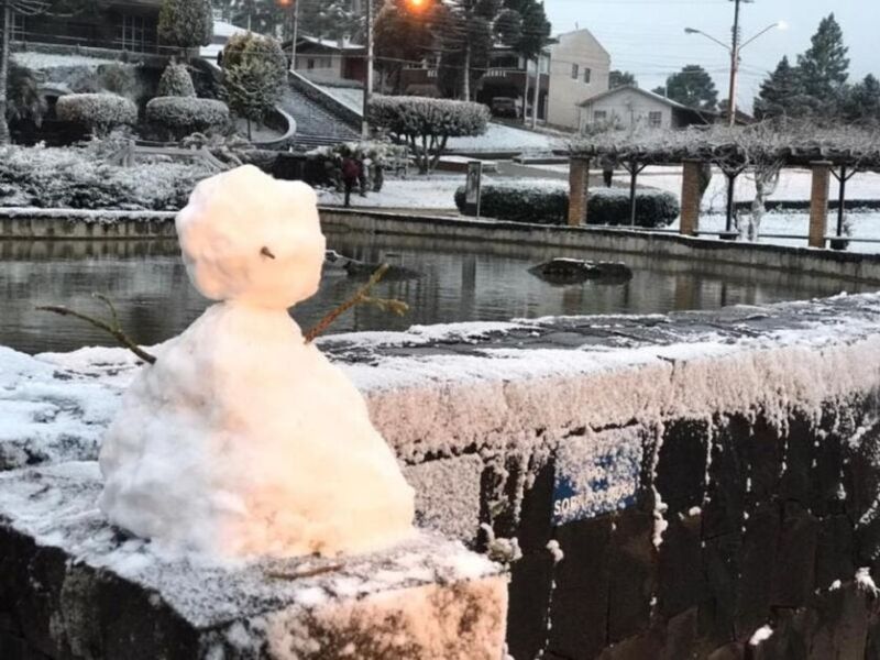 Brasil ou Europa? - Neve se acumula sobre carros em Santa Catarina