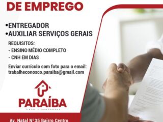 Vagas de Emprego na Paraíba Tintas e Construções