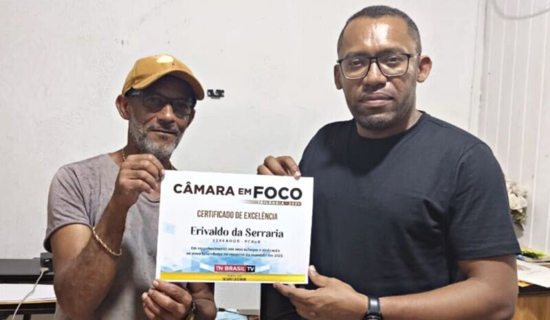 Erivaldo da Serraria recebe homenagem do "CÂMARA EM FOCO" do TN BRASIL TV