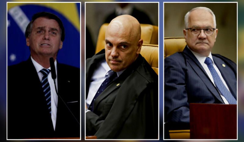 Bolsonaro recebe os ministros do STF e TSE Alexandre de Moraes e Edson Fachin