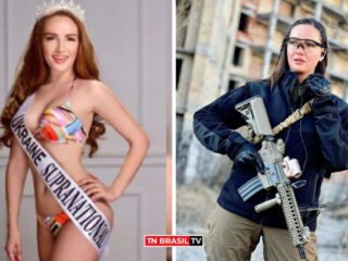 Miss ucraniana Anastasiia Lenna se junta a militares na guerra Rússia x Ucrânia: Veja as Fotos