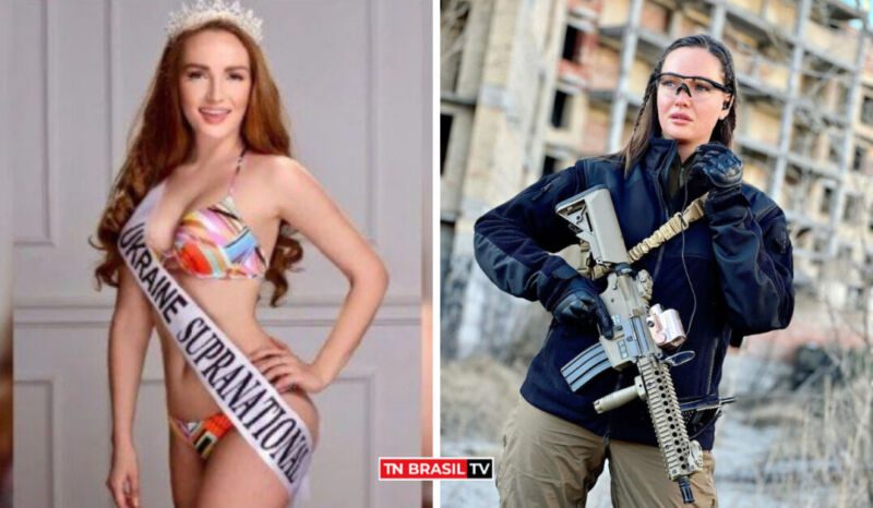 Miss ucraniana Anastasiia Lenna se junta a militares na guerra Rússia x Ucrânia: Veja as Fotos