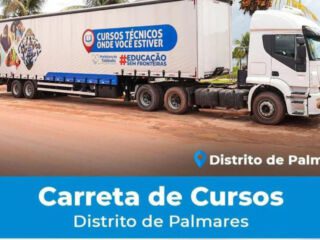 A Carreta de Cursos Profissionalizantes estará atendendo no Distrito de Palmares