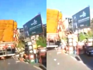 Acidente: Caminhão de carga tomba na Avenida João Paulo II, em Belém