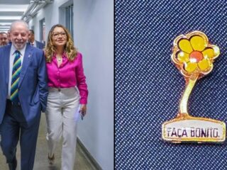 Janja exalta Lula por usar broche contra abuso infantil em debate: Orgulho