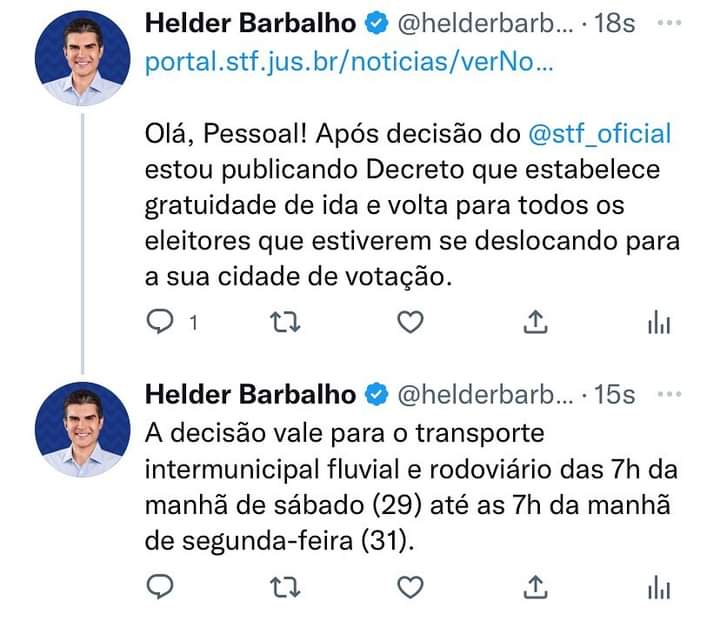 Helder Babalho baixa decreto que garante gratuidade de ida e volta para eleitores no 2º turno das eleições