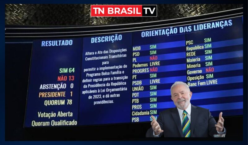 Vitória folgada de Lula no Senado, APROVADA A PEC da TRANSIÇÃO