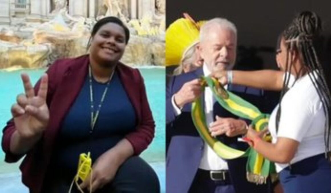 Catadora que passou faixa para Lula é atacada nas redes por ter viajado à Europa