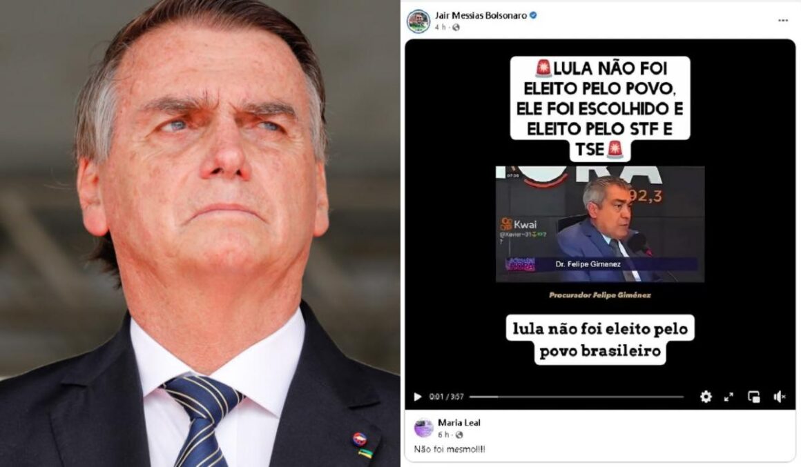 Bolsonaro posta e apaga vídeo com fake news questionando eleição de Lula