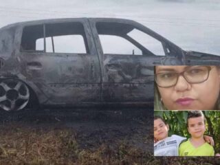 Carro de cabeleireira que desapareceu com filhos é achado carbonizado com 4 corpos dentro