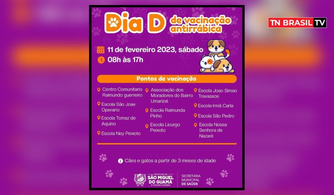 Prefeitura de São Miguel do Guamá promove Dia D de Vacinação antirrábica neste sábado, 11