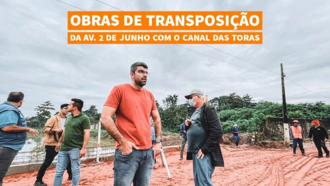 Prefeito Dr. Daniel Santos visita obra de transposição de via importante no bairro do Aurá e Águas Brancas