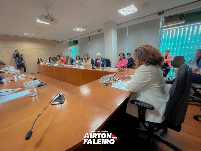 Deputado Airton Faleiro participa de reunião com a ministra Margareth Menezes, em Brasília