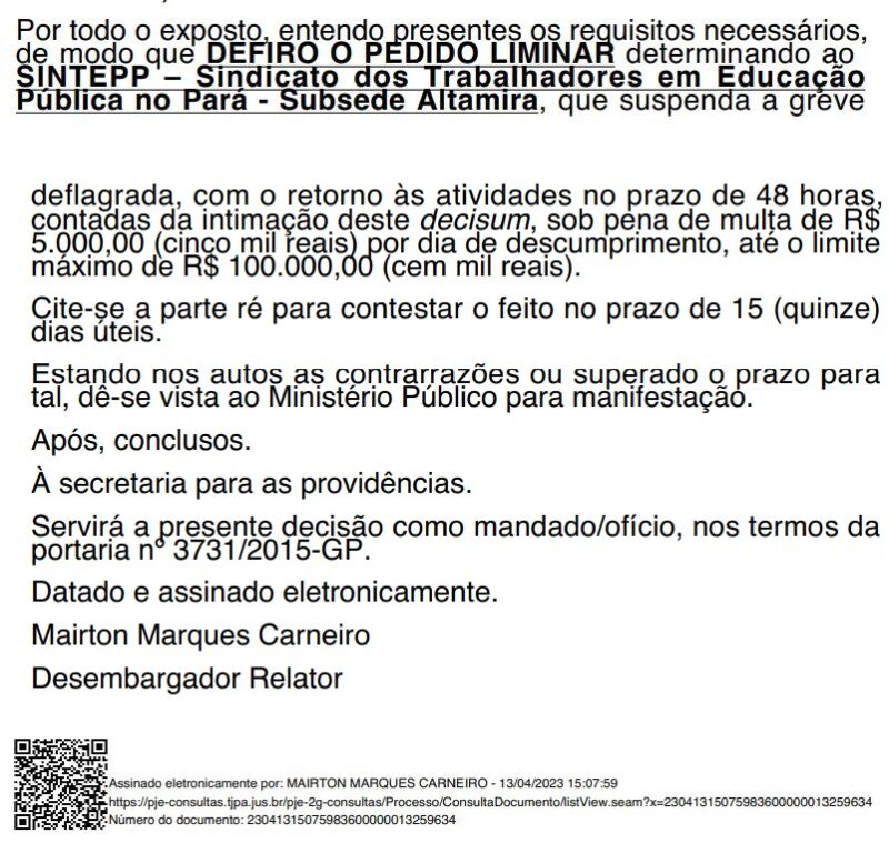 SINTEPP, MP e CPI da oposição agem contra prefeitura de Altamira, no Pará