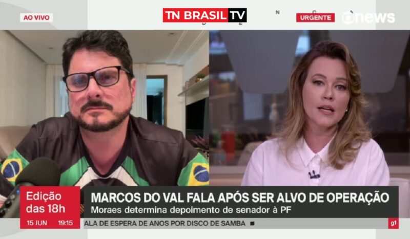 Senador Marco do Val passa por mentiroso ao vivo na Globo News; Natuza Nery não deu trégua