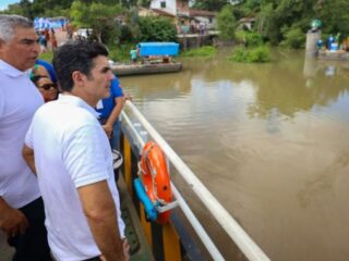 Governador Helder Barbalho faz vistoria às obras de construção da ponte sobre o Furo da Laura, em Colares