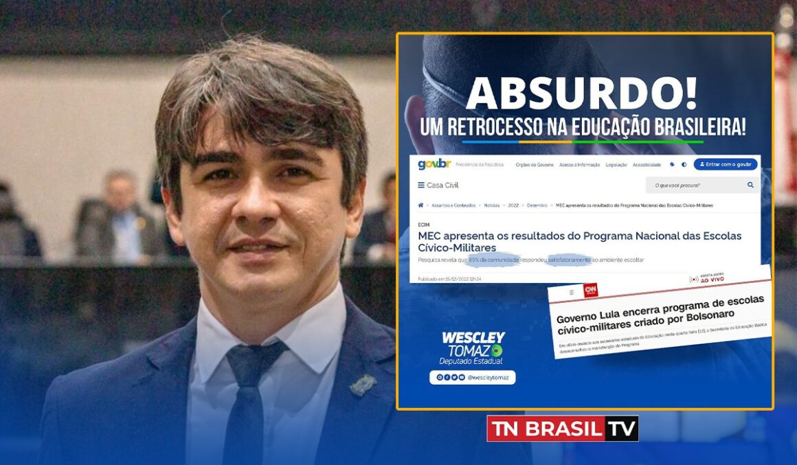Deputado Wescley Tomaz repudia medida do governo em encerrar programa de escolas cívico-militares