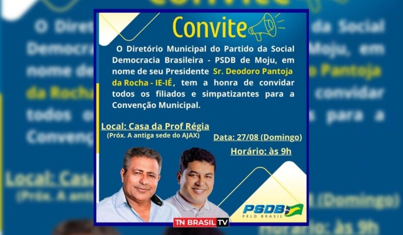 Liderado por Ie-Ié e Leandro o PSDB de Moju promoverá Convenção Municipal, no domingo (27)