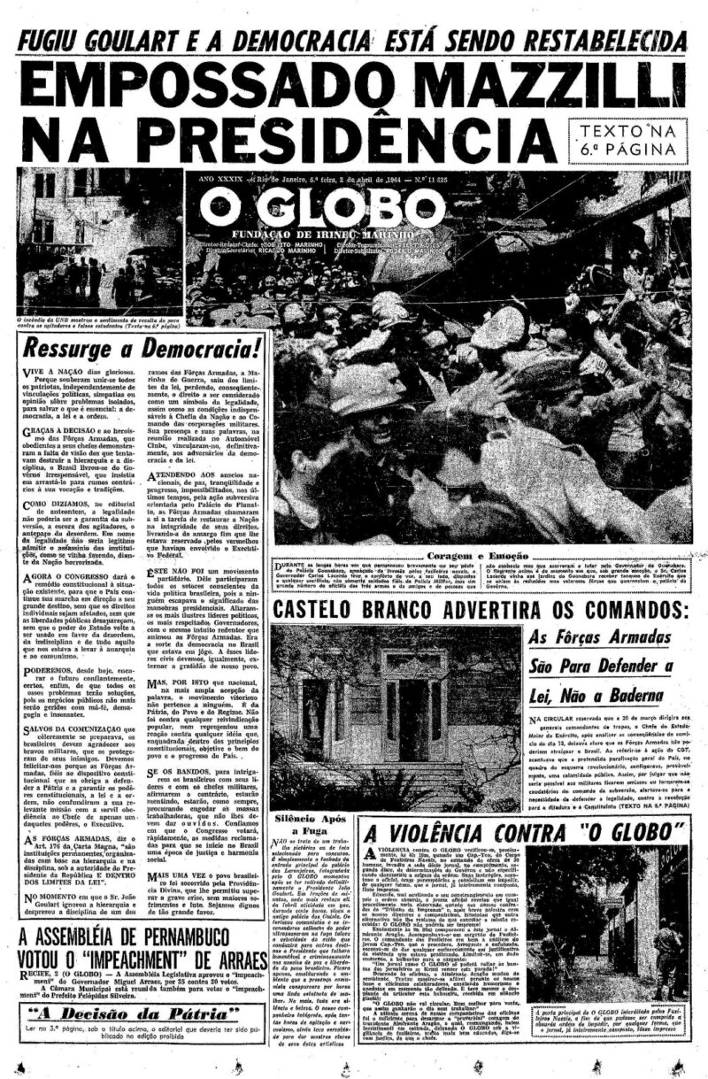 jornal o globo e o golpe militar de 64