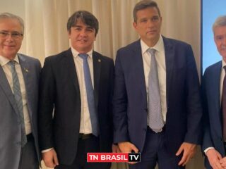 Deputados Joaquim Passarinho e Wescley Tomaz com o presidente do Bacen, Roberto Campos Neto. Foto: Reprodução/AP