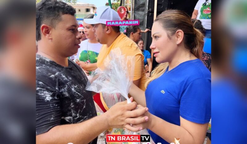 Deputada federal Renilce Nicodemos entrega cestas básicas e frangos a famílias de Marapanim, no Pará.