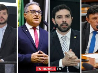 Thiago Araújo, Edmilson Rodrigues, Igor Normando e Éder Mauro; futuro prefeito de Belém