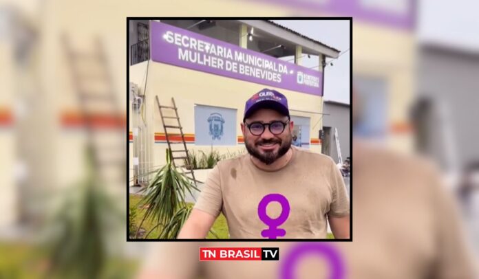 Vereador Gustavo Matos na inauguração da Secretaria Municipal da Mulher de Benevides: 'uma alegria fazer parte dessa história'