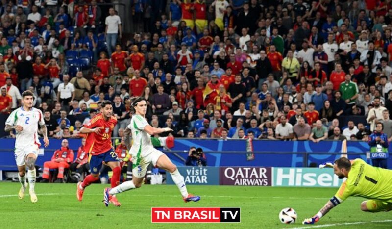 Na Eurocopa, Espanha vence Itália por 1 a 0