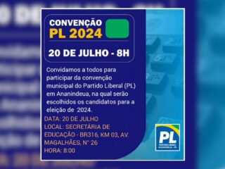 Convenção Municipal do Partido Liberal (PL) em Ananindeua convocada para 20 de Julho; Confira