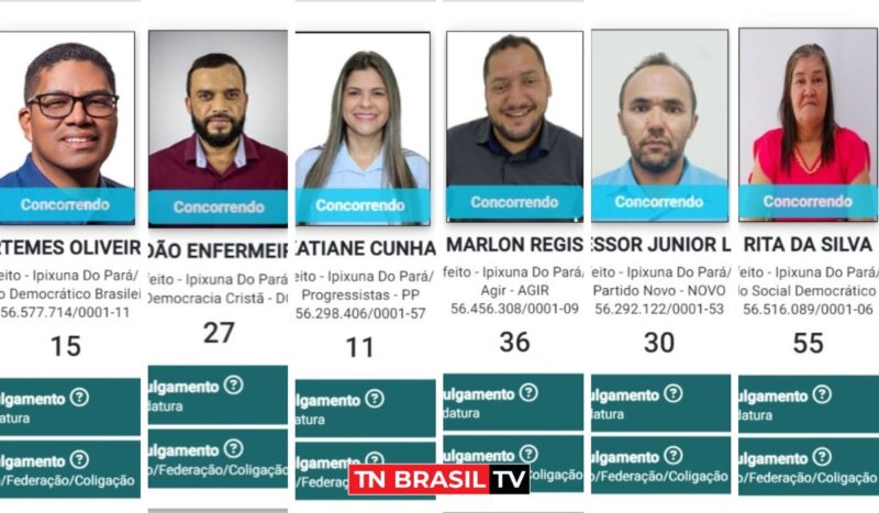 6 candidatos a prefeito de Ipixuna do Pará já aparecem no sistema do TSE