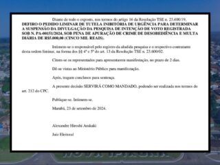 Justiça Eleitoral suspende pesquisa após representação da coligação “Avança Nova Ipixuna”