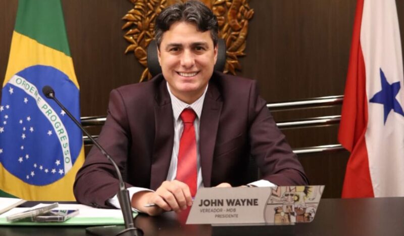 Vereador John Wayne (MDB), reeleito presidente da Câmara de Belém, está em seu 3º mandato