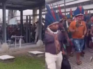 Indígenas fazem protesto na SEDUC da augusto montenegro em Belém