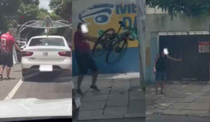 VÍDEO: motorista de táxi destrói bicicleta de ciclista durante briga em Belém