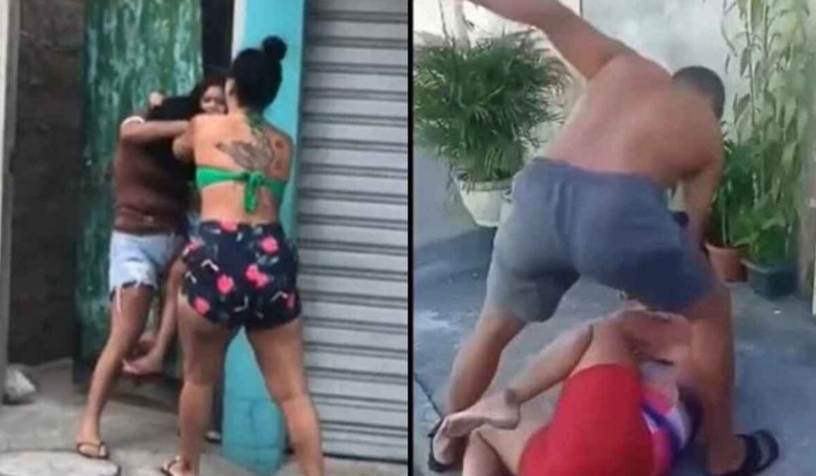 Acusada de espancar mulher com a filha no colo recebe 'corretivo'. ASSISTA