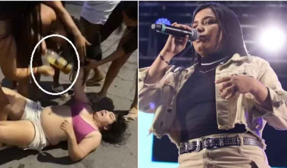 VÍDEO: Cantora caída no chão é agredida com garrafa de vidro e é hospitalizada