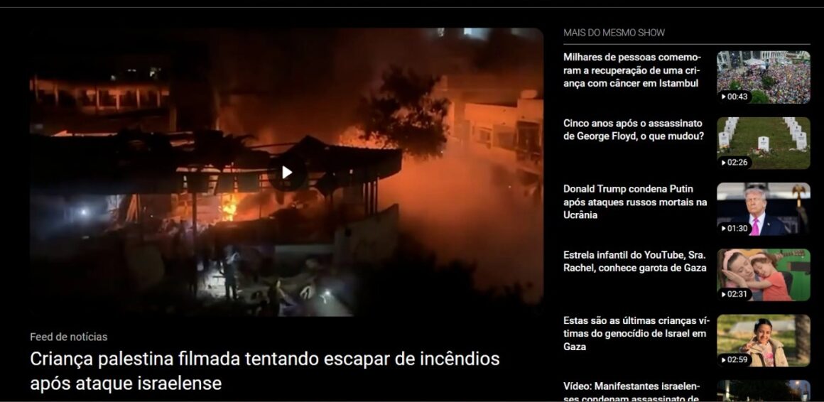 Criança palestina filmada tentando escapar de incêndios após ataque israelense