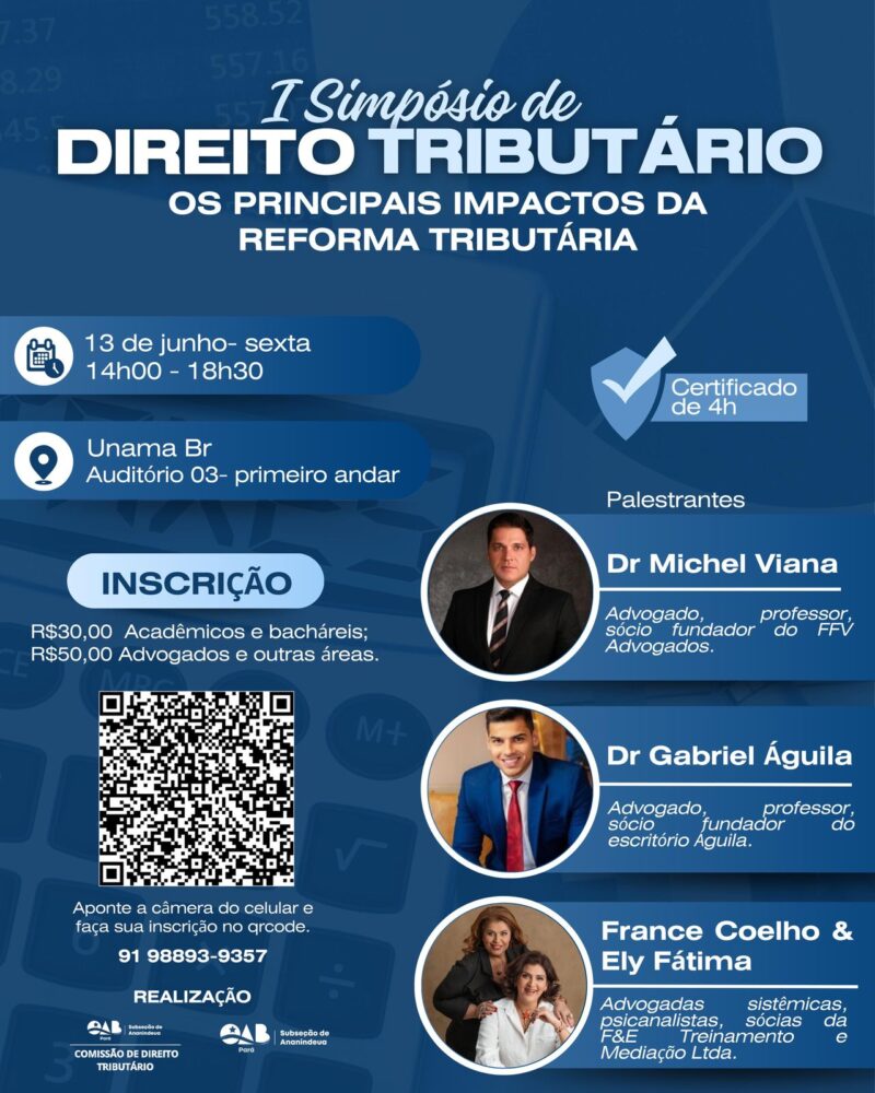 I Simpósio de Direito Tributário debaterá impactos da reforma tributária em Belém