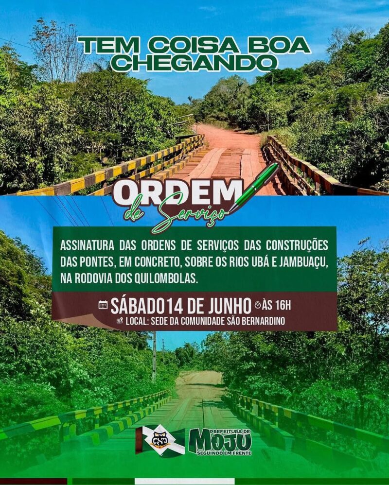 Moju: Prefeito Rubens Teixeira assina 'OS' para reforma de posto de saúde e construção de pontes
