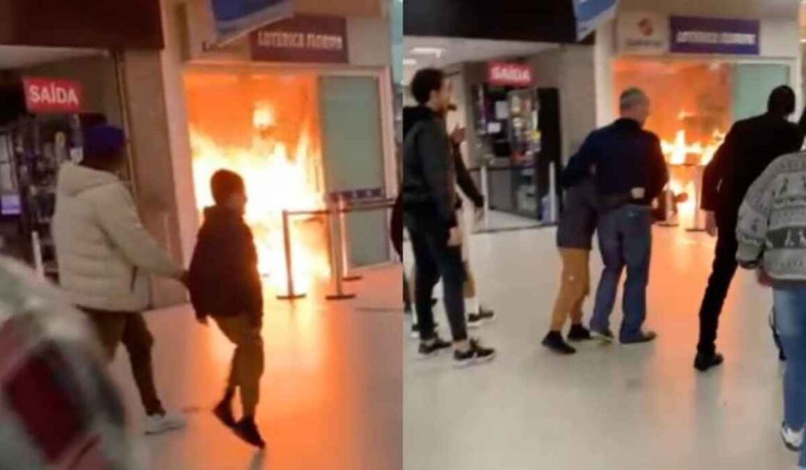 ''Não ganhou na Mega-Sena'': homem surta e ateia fogo em casa lotérica do shopping