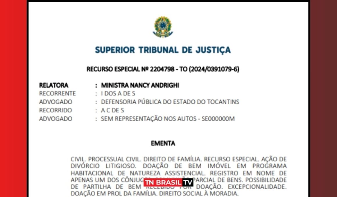 STJ | BAIXE O ACORDÃO | Imóvel doado em programa habitacional, mesmo em nome de um só cônjuge, é bem comum