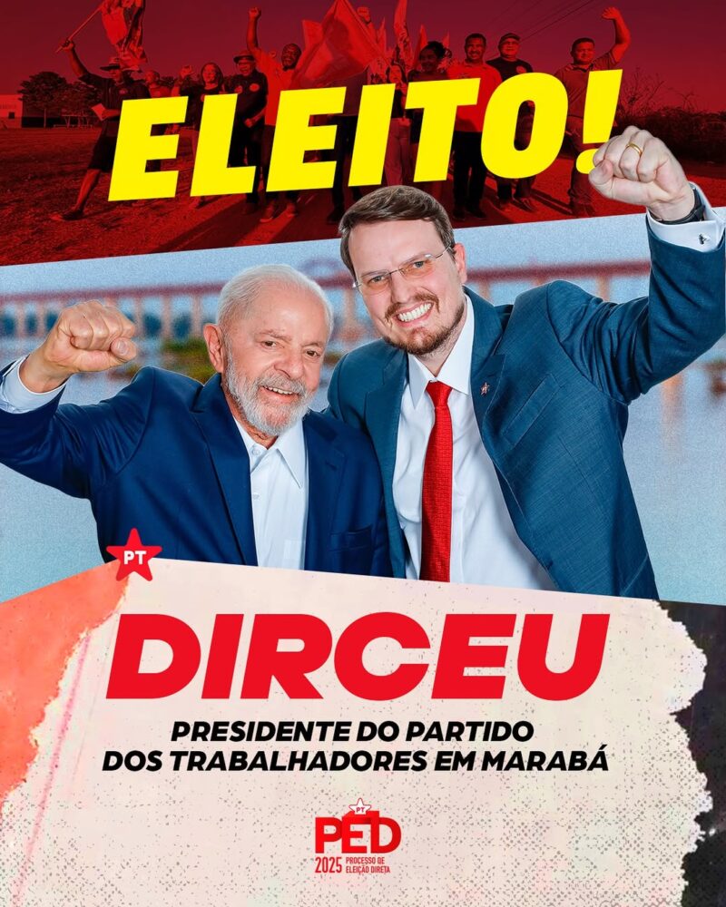 Dirceu Ten Caten reeleito presidente do PT em Marabá, com Eran Solon na vice-presidência