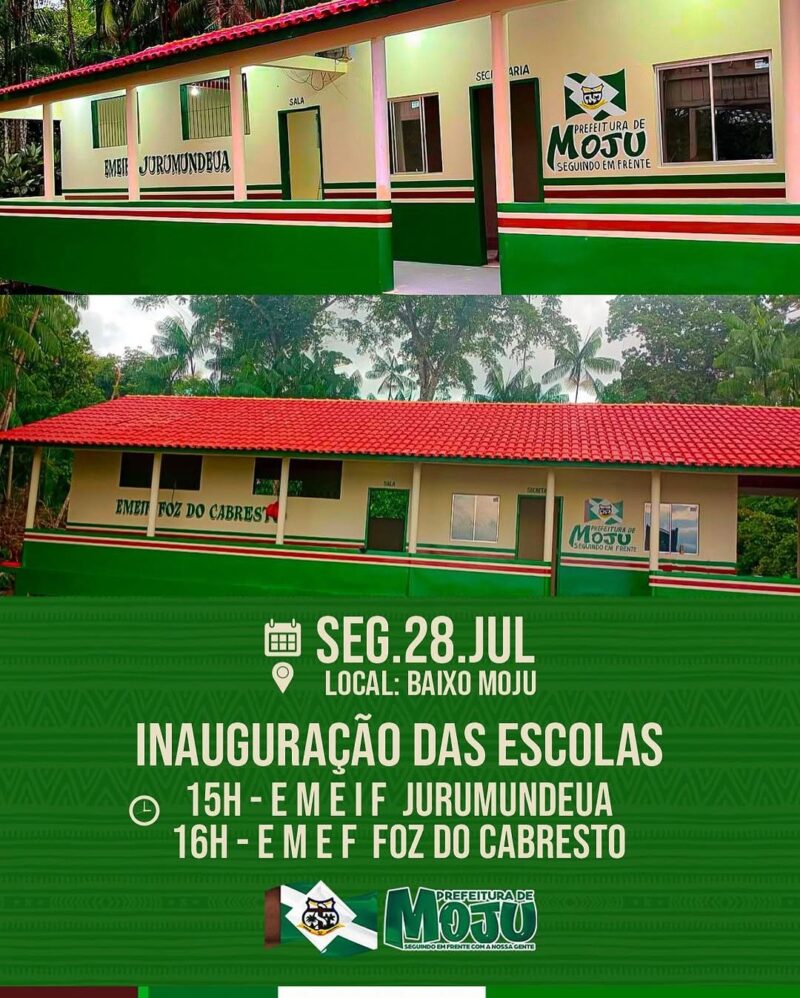 Educação avança na zona rural de Moju com inauguração de duas novas escolas