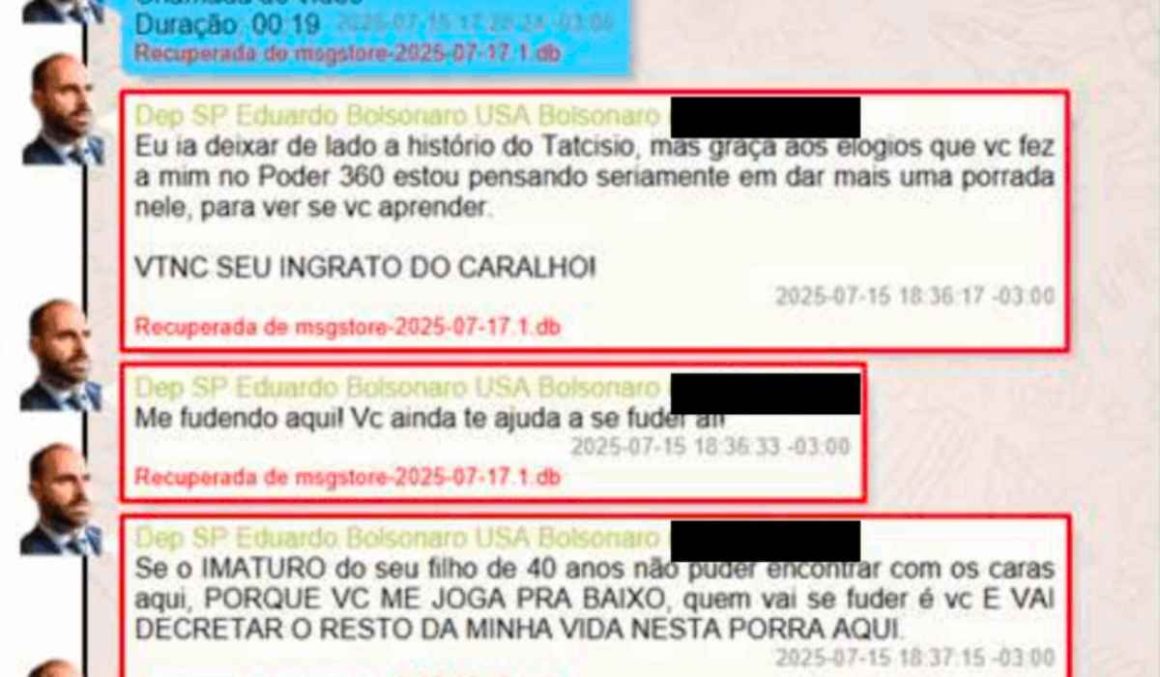 Eduardo xinga Jair Bolsonaro: 'VTNC seu ingrato do cara***''