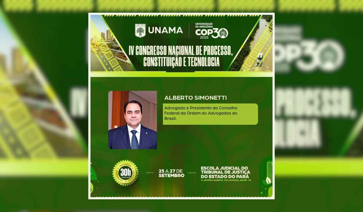 Alberto Simonetti será um dos destaques do IV Congresso Nacional de Processo, Constituição e Tecnologia