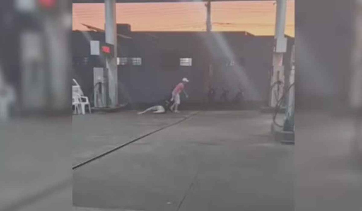 Homem é preso após ser filmado agredindo e arrastando namorada pelos cabelos em posto de combustível
